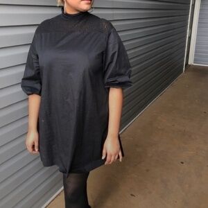 daya by Zendaya Black Mock Neck Crochet Dress Size Large